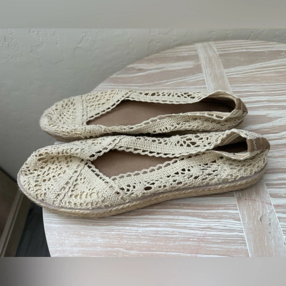 Time and Tru m|Ivory Cream Crochet Espadrille flats,boho Balletcore•••Size 11